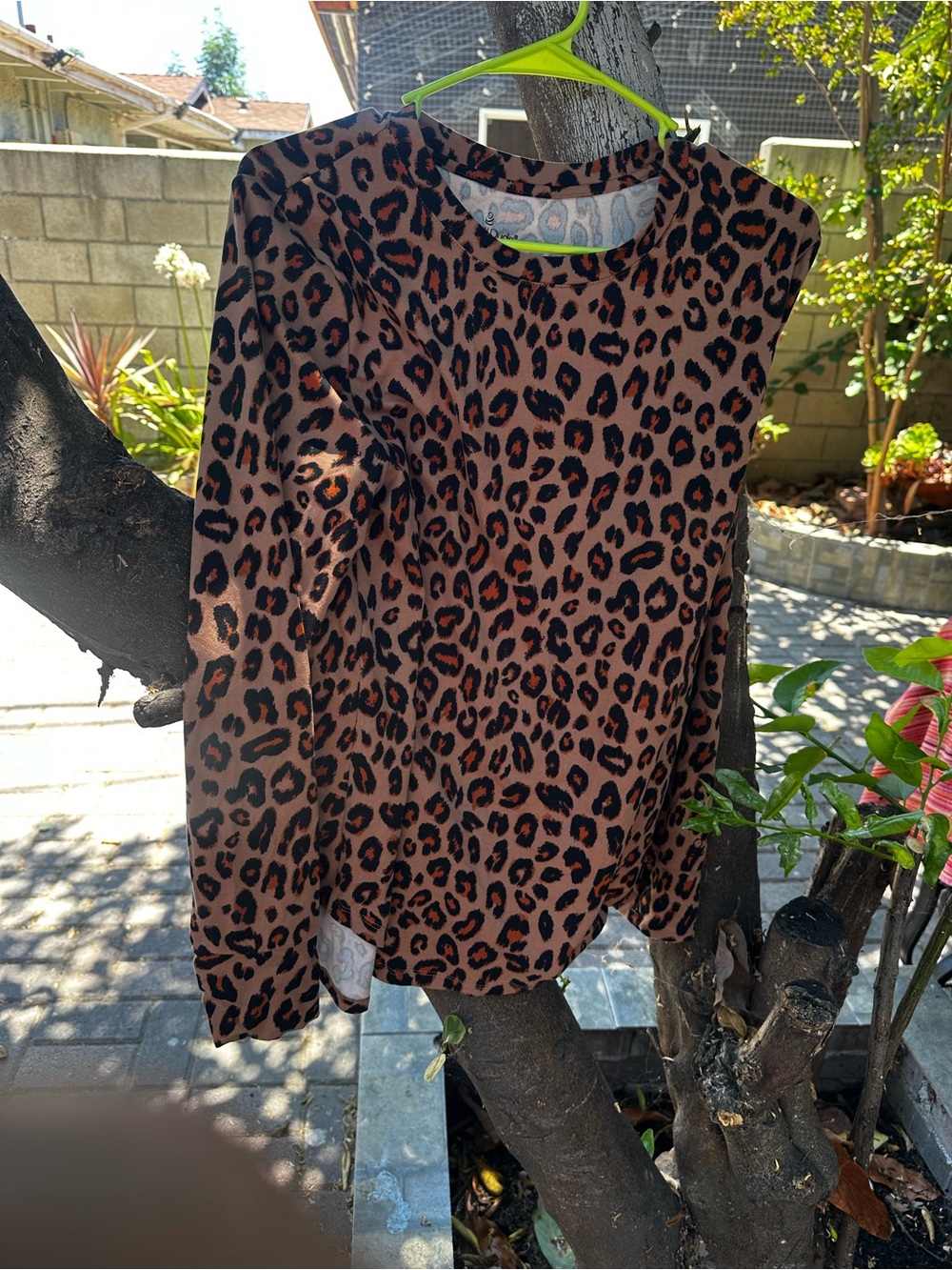 Leopard Print Long Sleeve Top - Brown & Black